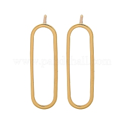 真鍮製スタンドピアス  ニッケルフリー  18KGP本金メッキ  オーバル  20x6mm  ピン：0.8mm&nbsp;KK-T038-484B