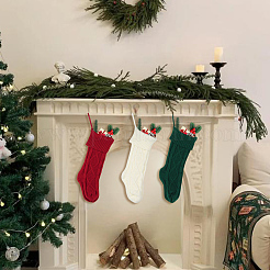 3Pcs 3 Colors Knitted Acrylic Fiber Hanging Stocking Bags&nbsp;AJEW-SP0004-03
