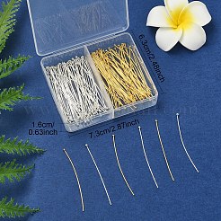 160本2色真鍮製ボールヘッドピン  ニッケルフリー  ゴールデン＆シルバー  50x0.6mm&nbsp;KK-YW0002-91