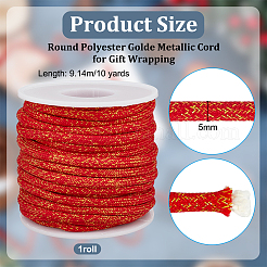 10 Yards Round Polyester Golde Metallic Cord&nbsp;OCOR-BC0007-51A