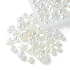 DIY ABSプラスチック模造真珠ビーズブレスレットジュエリー作成キット  ホワイト  25x22.5x6mm  穴：1.5mm&nbsp;DIY-FS0006-53