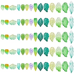 140Pcs 14 Styles Autumn Theme Two-Tone Transparent Glass Charms&nbsp;GLAA-YW0005-06