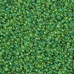 12/0 FGBグレードAラウンドガラスシードビーズ  透明色の虹  芝生の緑  12/0  2x1.5mm  穴：0.9mm  約30000個/袋&nbsp;SEED-Q010-F549