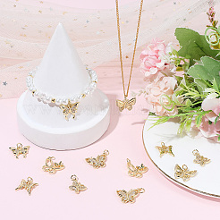 12Pcs Brass Micro Pave Clear Cubic Zirconia Pendants&nbsp;KK-BBC0023-92G
