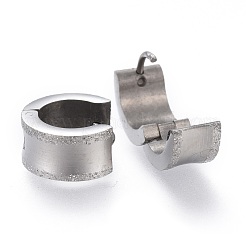変色しにくいテクスチャ加工の304ステンレススチール製フープピアス  リング  ステンレス鋼色  12x13x7mm  ピン：1.2mm&nbsp;EJEW-L252-016P