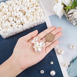 ABSプラスチックパール調ビーズ  ラウンド  乳白色  7.5~19.8x7.5~17.7mm  穴：2.7~6.8mm  350個/箱&nbsp;KY-NB0001-42