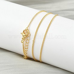 1.2mm径の真鍮カーブチェーンネックレス（女性用）  ラックめっき  長持ちメッキ  鉛フリー＆カドミウムフリー  18KGP本金メッキ  17.72インチ（45cm）&nbsp;NJEW-K271-03G