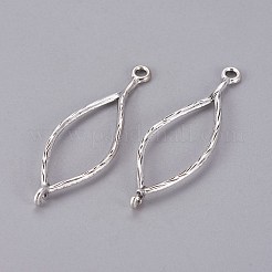 チベットスタイルの楕円形リンクコネクター  カドミウムフリー＆鉛フリー  アンティークシルバー  44x14x1.5mm  穴：1.5mm&nbsp;TIBEP-A10954-AS-LF