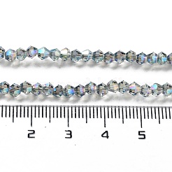 電気メッキガラスビーズセット  フルメッキ  多面カット  双円錐形  ティール  3.5~3.8x3mm  穴：1mm  約107~110個/連  32.5~34cm&nbsp;EGLA-J026-3mm-F10