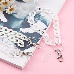アクリルカーブチェーンモバイルストラップセット  合金スイベルクラスプとナイロン糸付き  プラチナ  ミックスカラー  22.5cm  3個/セット&nbsp;HJEW-JM00451