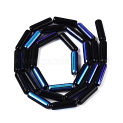 電気メッキオペークガラスビーズ連売り  チューブ  虹メッキ  半分メッキ  ブラック  13~13.5x4~4.5mm  穴：0.5~0.8mm  約27~30個/連  13.98~15.75インチ（35.5~40cm）&nbsp;EGLA-Q132-02A-F04