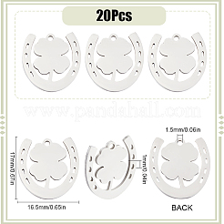 201ステンレススチールペンダント20個  クローバーと馬蹄  ステンレス鋼色  17x16.5x1mm  穴：1.5mm&nbsp;STAS-SC0009-18