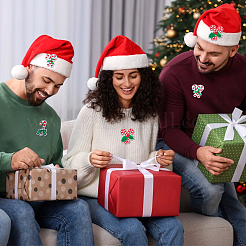 18個 3スタイル クリスマス刺繍糸 アイロン接着/縫い付けパッチ  布のアップリケ  キャンディー棒  レッド  58~72x45.5~57x1.5~2mm  6個/スタイル&nbsp;PATC-NB0001-47