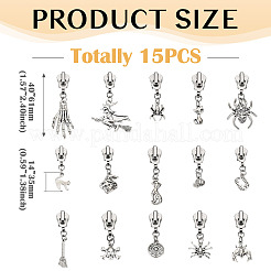 15Pcs Halloween Alloy Replacement Zipper Sliders&nbsp;HJEW-TAC0124