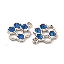 合金エナメルチャーム  ハニカムチャーム  プラチナ  スチールブルー  19x15x1.5mm  穴：2mm&nbsp;ENAM-J650-06P-06