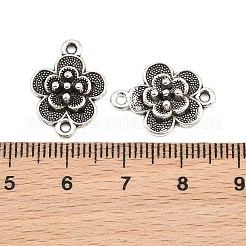 チベットスタイルの合金コネクタチャーム  花のリンク  アンティークシルバー  18.5x14x4mm  穴：1.5mm&nbsp;AL-CBA8479-09AS