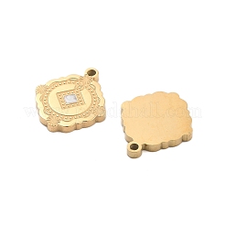 イオンプレーティング（IP）304ステンレススチールエナメルペンダント  ひし形チャーム  ゴールドカラー  16x13.5x1.5mm  穴：1.4mm&nbsp;STAS-S140-35G