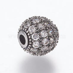 Brass Micro Pave Cubic Zirconia Beads&nbsp;ZIRC-E134-8mm-04