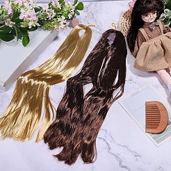 2個 2色 イミテーションモヘア ロングストレート ドールウィッグ  DIYの女の子のためのbjdメイキングアクセサリー  ミックスカラー  800mm  1pc /カラー&nbsp;DOLL-GL0001-06