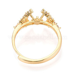 Flower Brass Micro Pave Cubic Zirconia Cup Peg Ring Settings&nbsp;KK-T076-09G