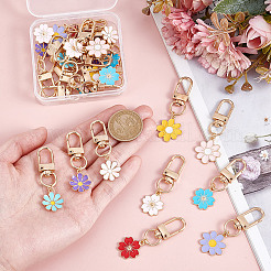 27Pcs 9 Styles Daisy Alloy Enamel Pendant Decoration&nbsp;HJEW-NB00269