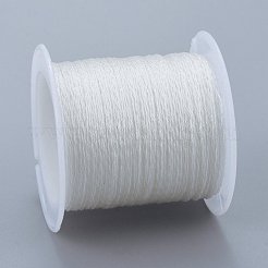 ポリエステル編組メタリック糸  DIYの編みこみのブレスレット作りと刺繡のために  ホワイト  0.4mm  6プライ  約54.68ヤード（50m）/ロール&nbsp;OCOR-I007-B-48