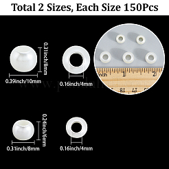300個 2スタイル イミテーションパール アクリル ヨーロピアンビーズ  大穴ロンデルビーズ  古いレース  8~10x6~8mm  穴：4mm  150個/スタイル&nbsp;OPDL-SP0001-04