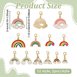 24Pcs 12 Styles Alloy Enamel Rainbow Pendant Decorations&nbsp;HJEW-PH02481