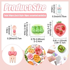 40Pcs 4 Styles Opaque Cute Resin Decoden Cabochons&nbsp;RESI-YW0005-40
