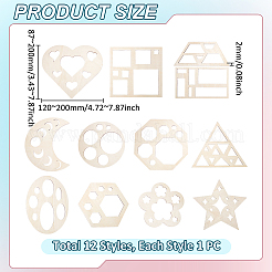 12Pcs MDF Geometric Shape Template&nbsp;DIY-UN0007-96A