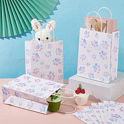 Rectangle with Paw Print Pattern Paper Storage Bags with Handle&nbsp;ABAG-WH0046-39B