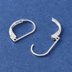 真鍮製フレンチフックピアスパーツ  カドミウムフリー＆鉛フリー  銀  15x10x2mm  穴：0.8mm  ピン：10x2mm&nbsp;FIND-Z039-27S