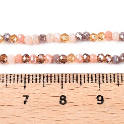 電気メッキガラスビーズセット  ファセット(32ファセット)  ロンデル  桃パフ  2.5x2mm  穴：0.6mm  約180~186個/連  13.39~13.78インチ（34~35cm）&nbsp;GLAA-T023-A16-05