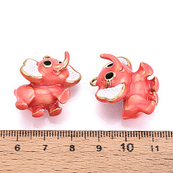 304ステンレススチールエナメルペンダント  象  イオンプレーティング（ip）  18KGP本金メッキ  鮭色  26x29x15mm  穴：2mm&nbsp;X1-STAS-T068-12