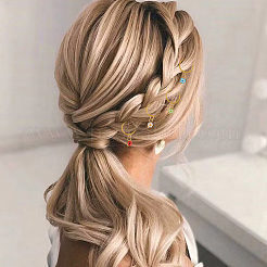 24 個 8 色手作りミッレフィオーリ ガラス & 鉄編組ヘアペンダント装飾クリップ  ヘアスタイリング用  花  ミックスカラー  24mm  3個/カラー&nbsp;OHAR-AB00009
