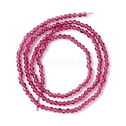 透明ガラスビーズ連売り  多面カット  ラウンド  ショッキングピンク  2mm  穴：0.6mm  約182~201個/連  14.57~15.24インチ（（37~38.7cm）&nbsp;X-GLAA-C019-01A-05