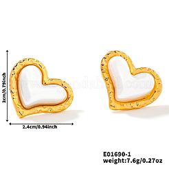 Chic Vintage Heart-Shaped 304 Stainless Steel & Imitation Pearl Stud Earrings for Women&nbsp;AS5519