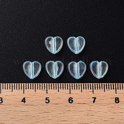 透明なアクリルビーズ  ABカラーメッキ  ハート  空色  7.5x8x3mm  穴：1.8mm  約3620個/500g&nbsp;MACR-S373-114-C07