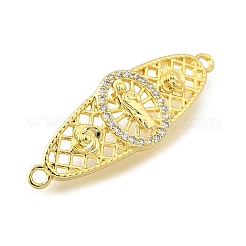 Brass Pave Cubic Zirconia Religion Connector Charms&nbsp;KK-Q066-16A-G
