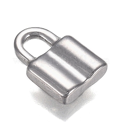 変色しにくい304ステンレススチールチャーム  南京錠  ステンレス鋼色  11.5x8x3mm  穴：3.5x3mm&nbsp;STAS-I166-18P