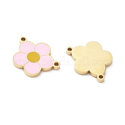304ステンレススチールエナメルペンダント  花のチャーム  14KGP本金メッキ  12x15x1.5mm  穴：1.2mm&nbsp;STAS-L022-564G