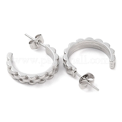 変色しない304ステンレススチール製ラウンドスタッドピアス  女性用ハーフフープピアス  ステンレス鋼色  20x4mm&nbsp;EJEW-A104-30P