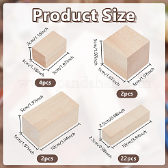 30Pcs 4 Styles Unfinished Wood Craft Block&nbsp;WOOD-OC0004-47