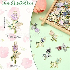 30本2色合金エナメルペンダント  花のチャーム  ミックスカラー  27.5x17.5x1mm  穴：1.8mm  15個/カラー&nbsp;ENAM-YW0008-78