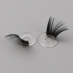 アクリル人形まつげ  ドールアイメイクアクセサリー  人形用DIYクラフト作り  ブラック  12x1.5mm  穴：5.5mm&nbsp;DOLL-WH0005-05