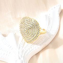 Brass Micro Pave Cubic Zirconia Cuff Rings&nbsp;RJEW-V007-06G