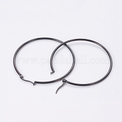 304ステンレススチールフープピアス  リング  ガンメタ色  55x2mm  ピン：1x0.6mm  内径：51mm&nbsp;EJEW-WH0002-03C-B