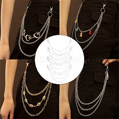 4Pcs 4 Style Butterfly & Cross & Sword Brass Pocket Pants Waist Chains with Zinc Alloy Clasps&nbsp;AJEW-GO00021