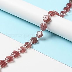 天然石ストロベリークォーツビーズ連売り  5  - 花びらの花  14~15x14~15x6~7mm  穴：1.2mm  約27個/連  16.14''（41~44.5センチメートル）&nbsp;G-D475-02G