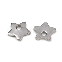 変色しない304ステンレススチールの五芒星チャームペンダント  ステンレス鋼色  5.5x5.5x1mm  穴：1mm&nbsp;X-STAS-Q171-03